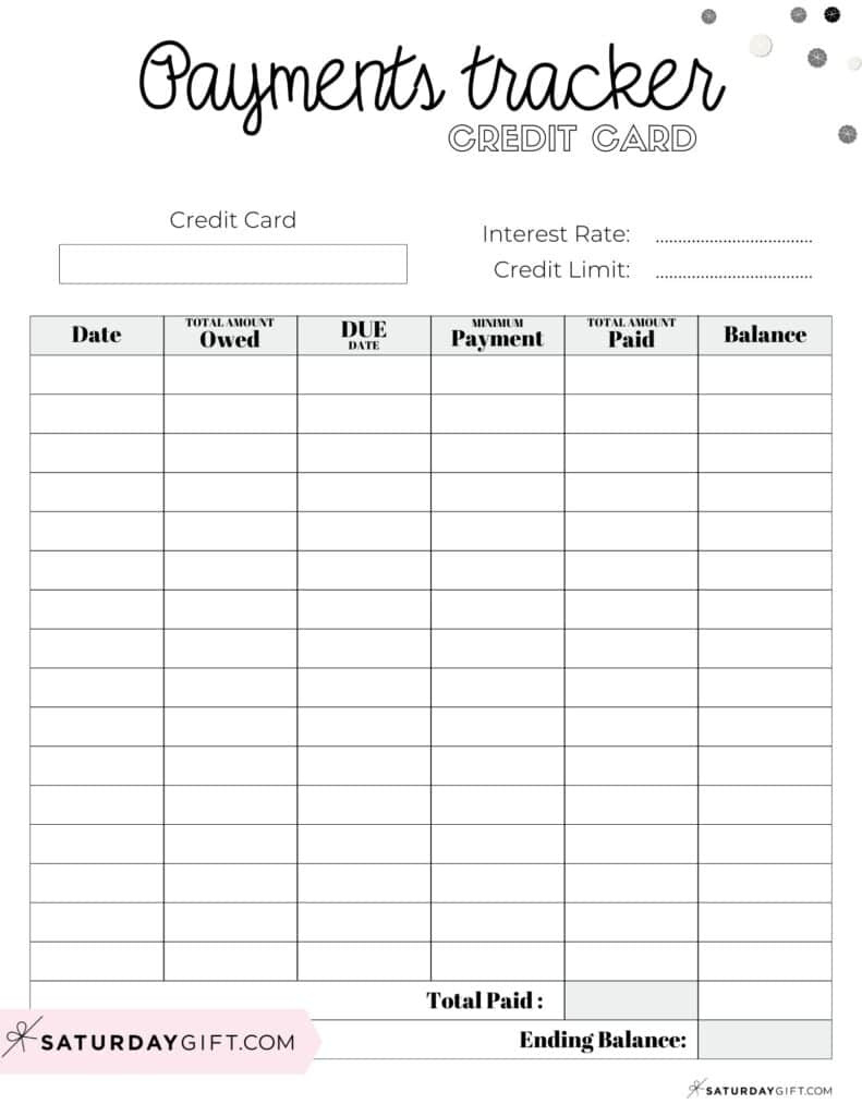 Free Printable Credit Card Payment Tracker within Credit Score Tracker Printable Free