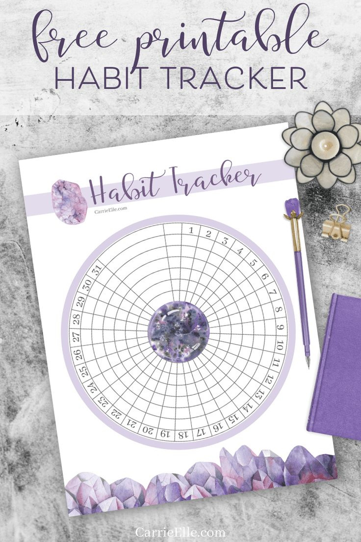 Free Printable Crystal Circular Habit Tracker | 8.5X11 | Classic in Happy Planner Habit Tracker Printable
