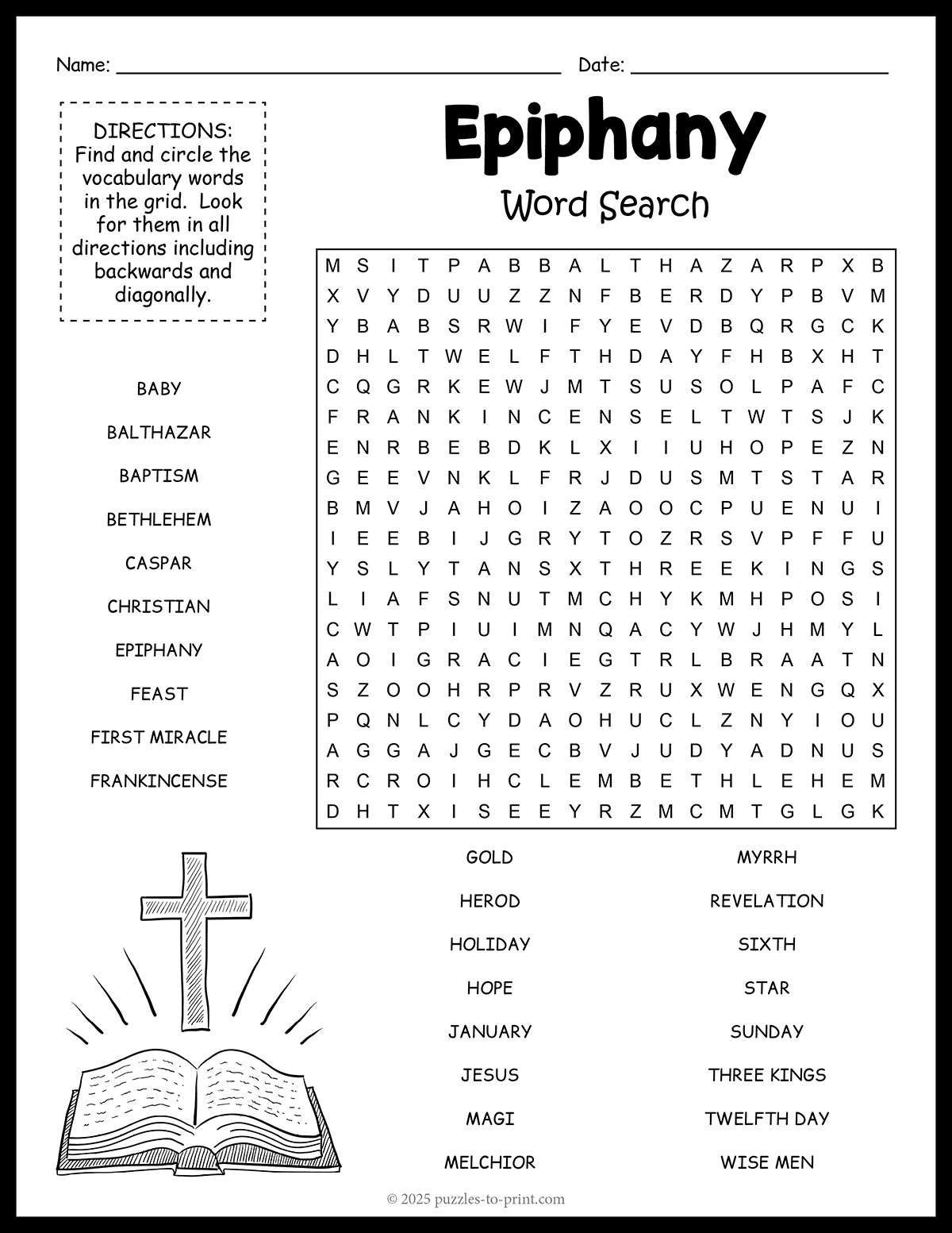 Free Printable Epiphany Word Search within Printable Epiphany Crossword Puzzle