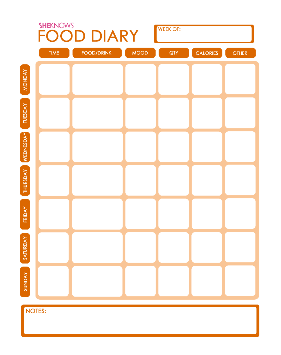 Free Printable Food Diary Template regarding Food Tracker Printable Free