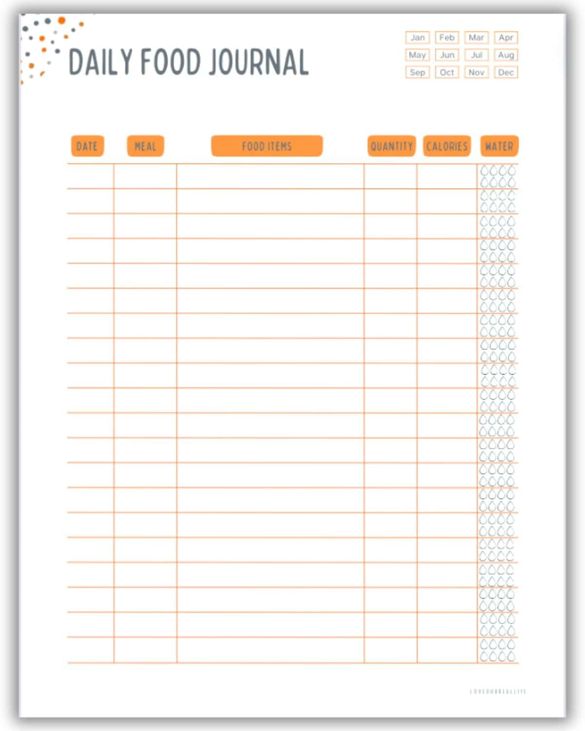 Free Printable Food Journal Diary - Pdf Template Tracker ⋆ Love inside Daily Food Tracker Printable