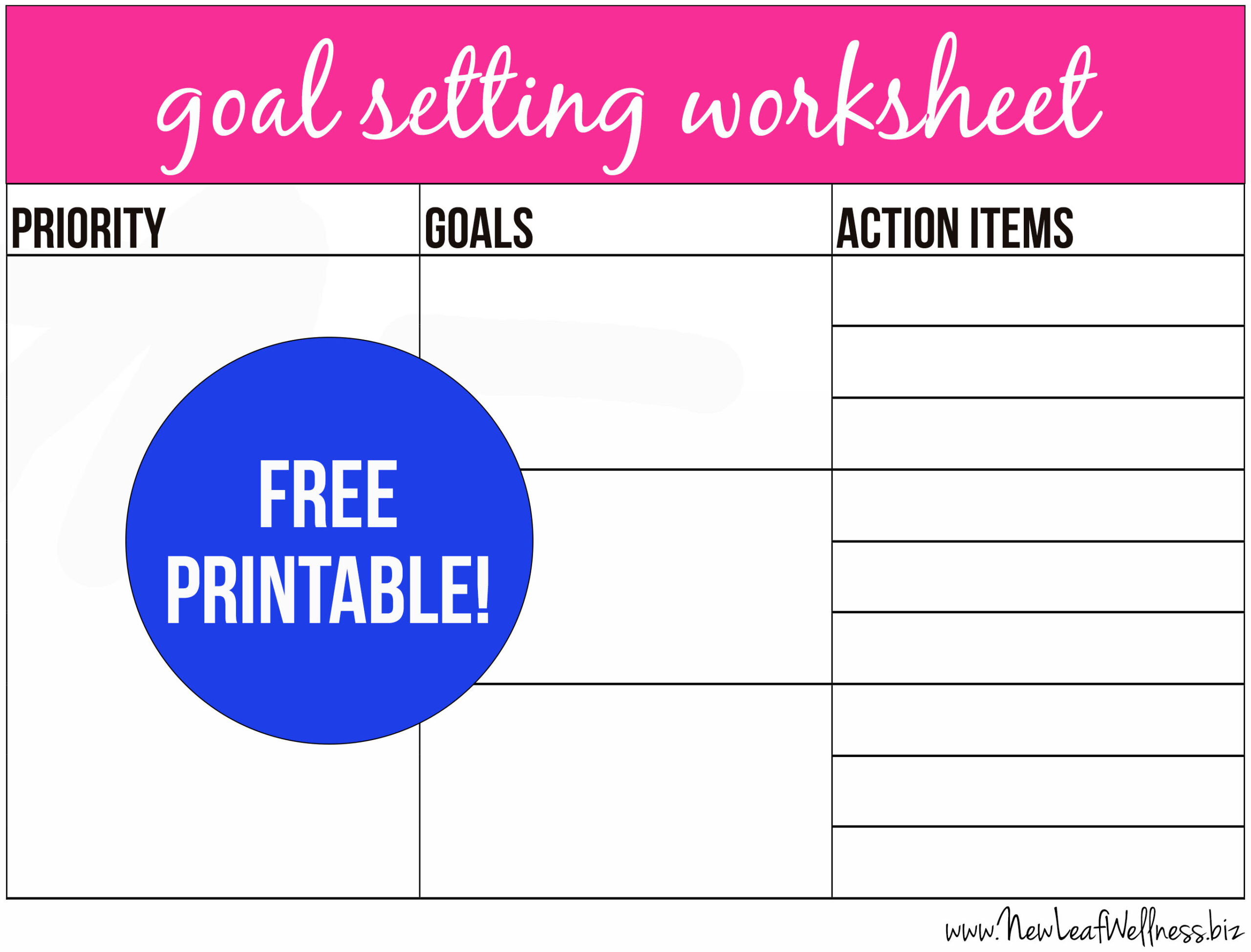 Free Printable Goal Setting Worksheet And Instructions – The with Free Goal Setting Worksheet Printable