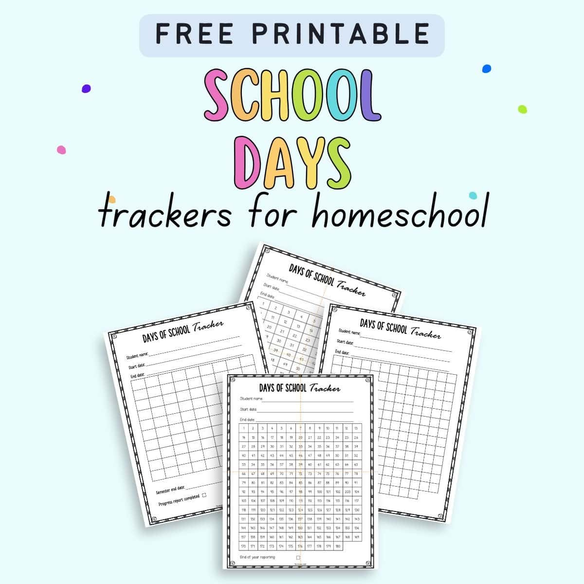Free Printable Homeschool Days Tracker - The Artisan Life with regard to Free Printable Homeschool Attendance Tracker