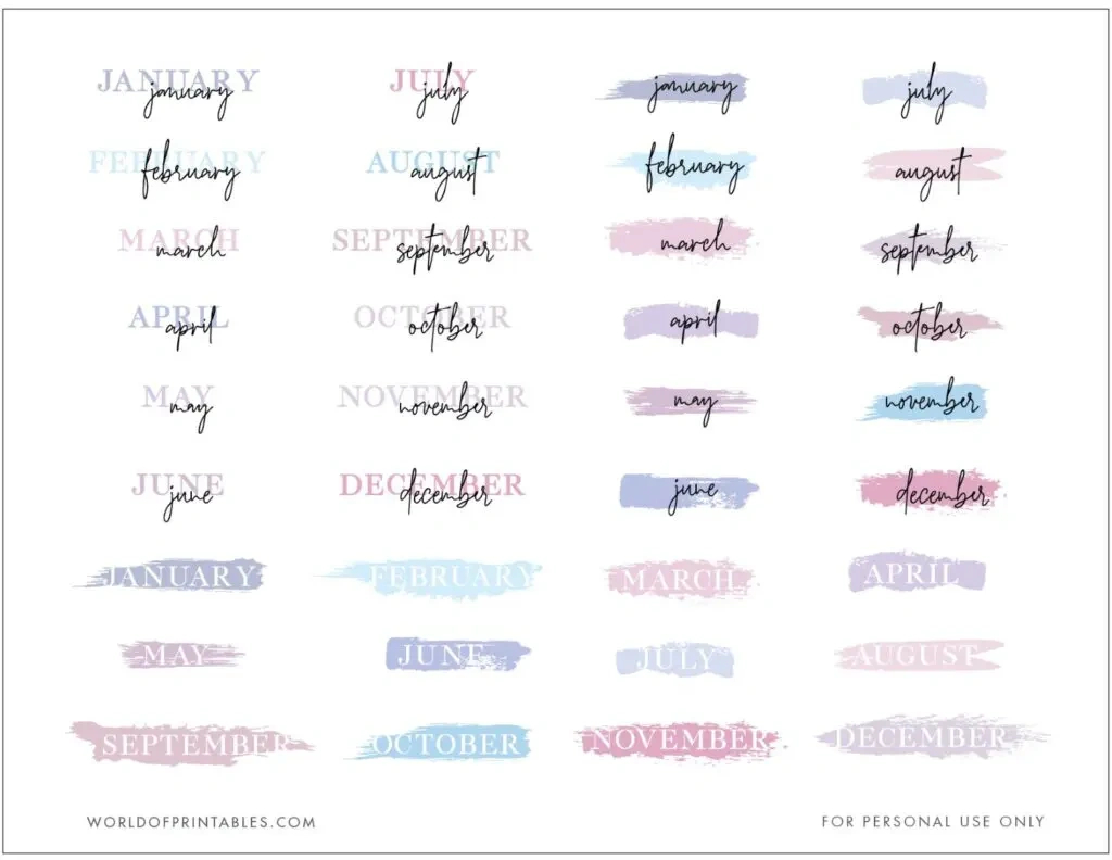 Free Printable Monthly Header Planner Stickers - World Of Printables for January Planner Stickers Printable