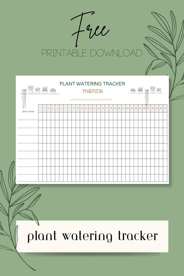 Free Printable Plant Watering Tracker with regard to Plant Watering Tracker Printable