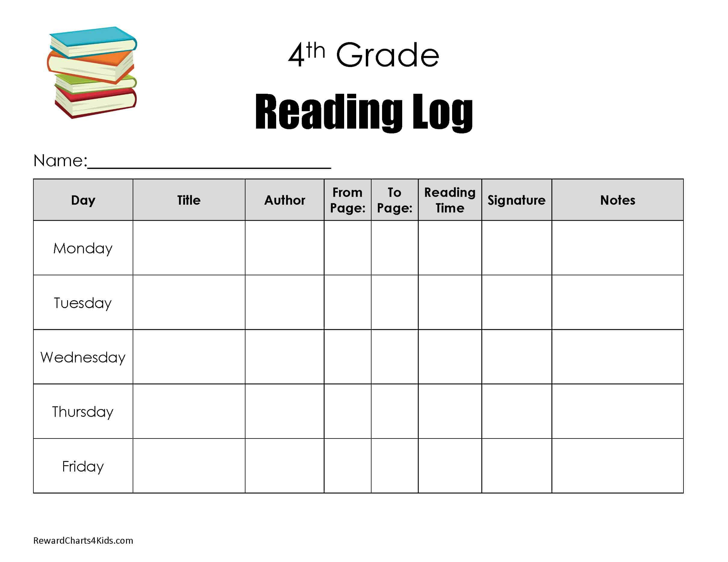 Free Printable Reading Chart Templates | Many Designs Available pertaining to Reading Log For 4th Grade Free Printable