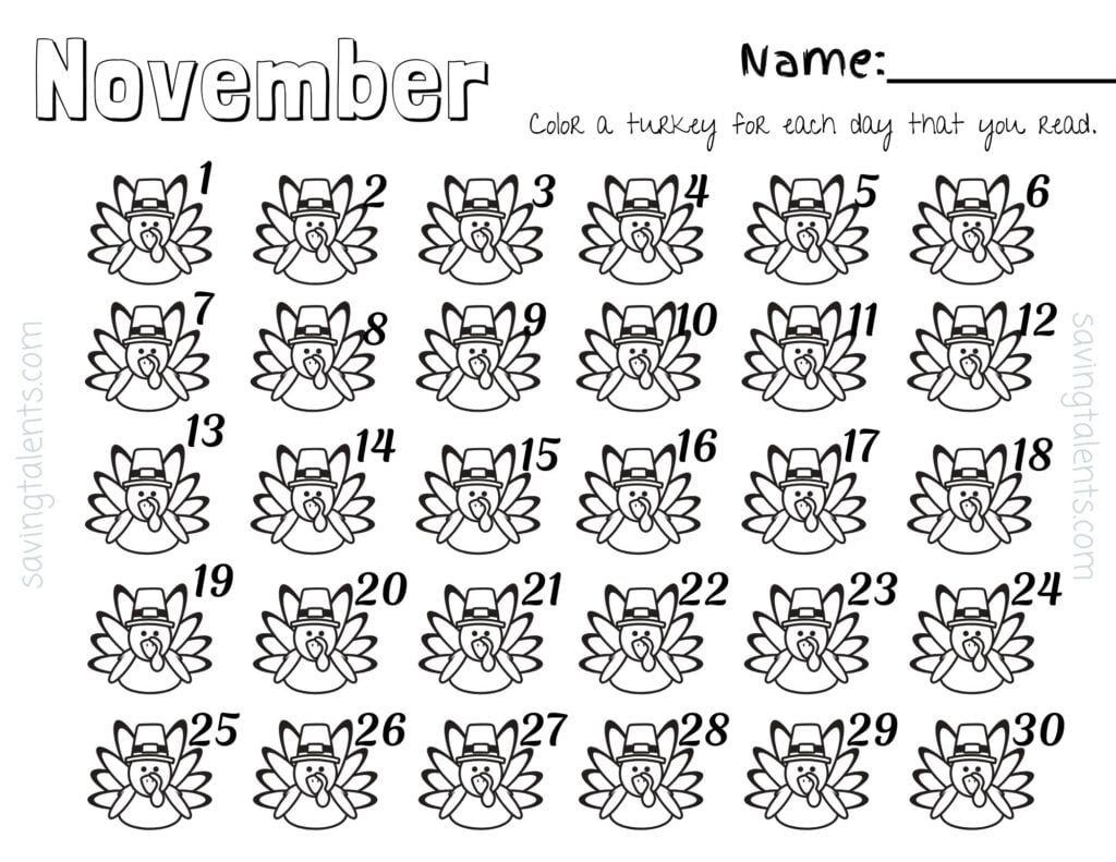 Free Printable Reading Charts For Kids (Monthmonth) - Saving intended for November Reading Log Printable