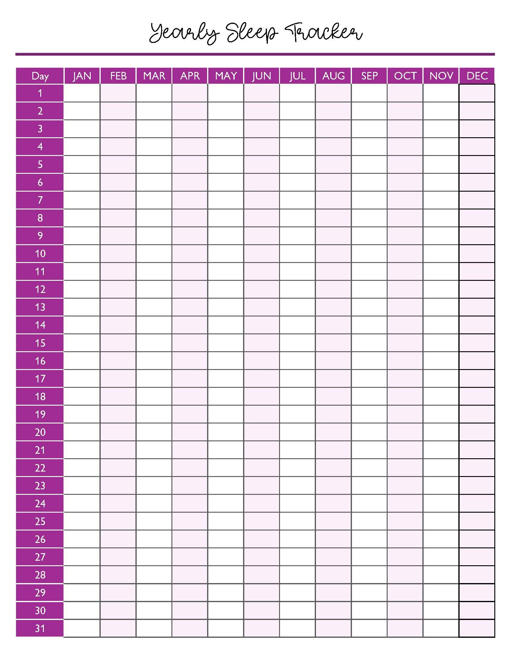 Free Printable Sleep Trackers &amp;amp; Logs throughout Sleep Tracker Printable Free Download