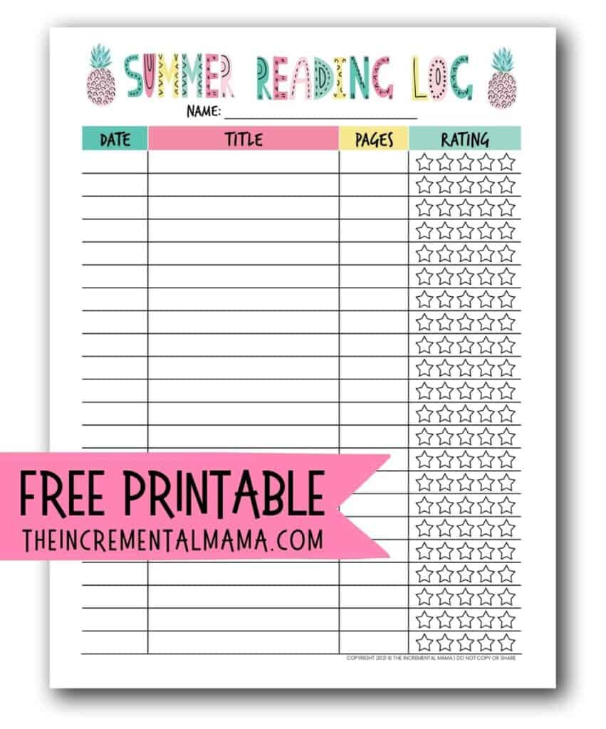 Free Printable Summer Reading Log To Encourage Reading within Summer Reading Tracker Printable