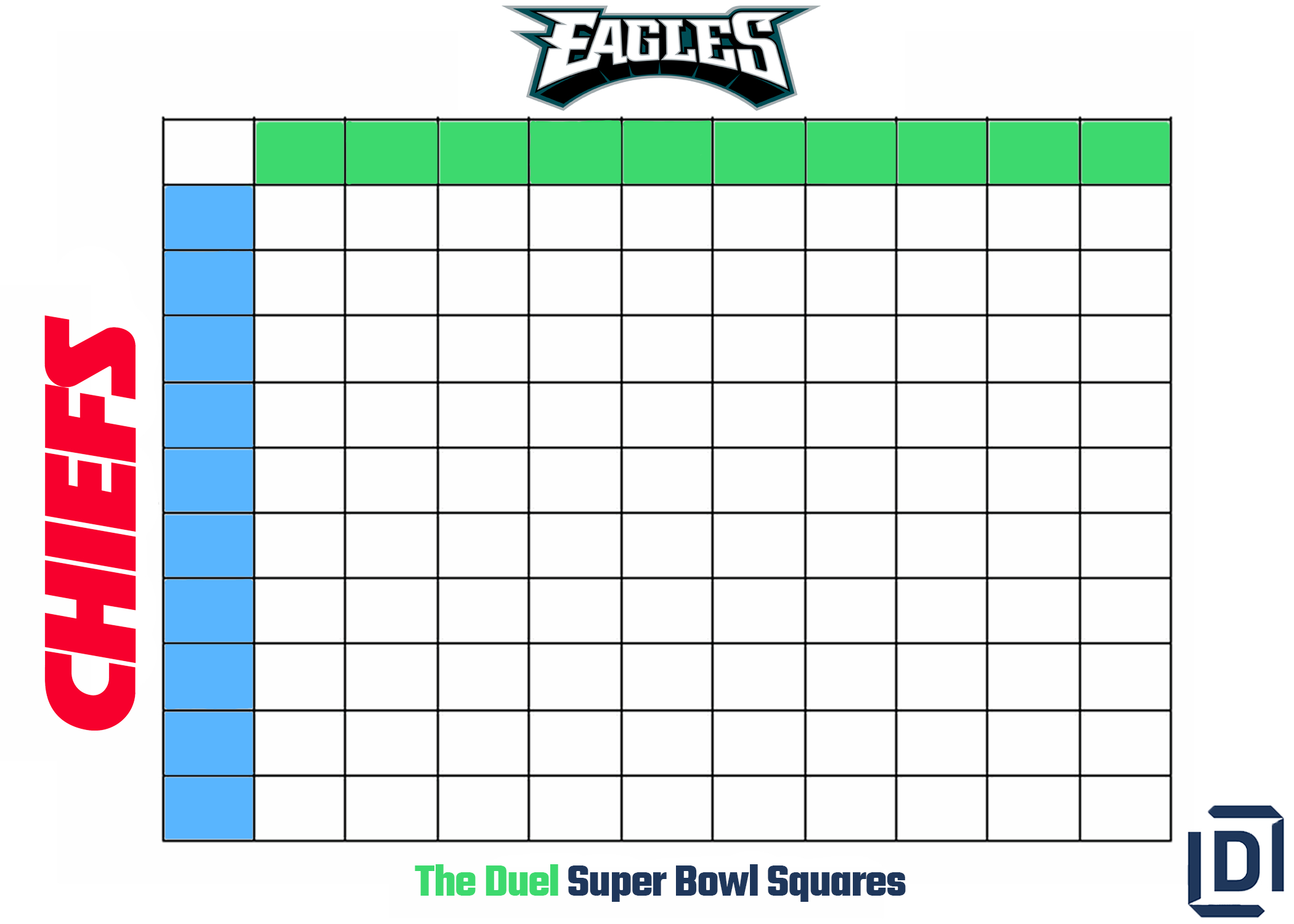 Free Printable Super Bowl Squares Game 2023 For Chiefs Vs Eagles with Printable Super Bowl Square Game