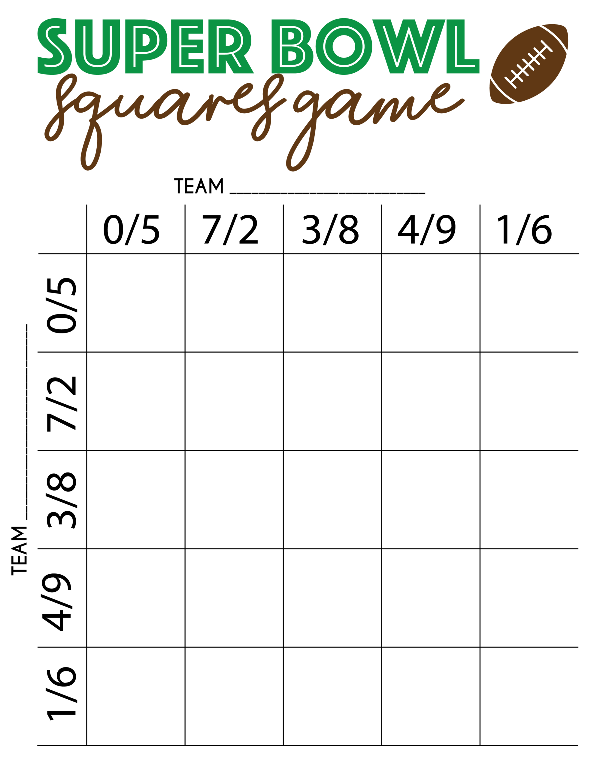 Free Printable Super Bowl Squares Template - Play Party Plan throughout Super Bowl Squares Board Free Printable