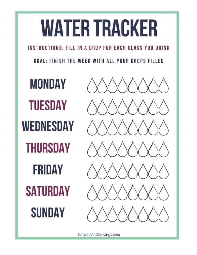 Free Printable Water Tracker (Daily &amp;amp; Weekly) intended for Weekly Water Tracker Printable