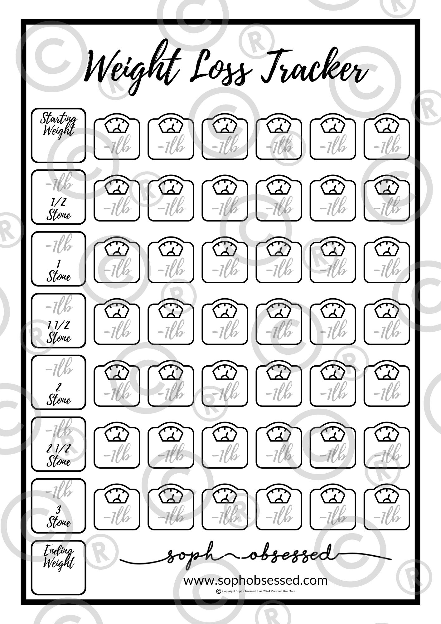 Free Printable Weight Loss Tracker That Works - Soph-Obsessed regarding Weight Loss Tracker Free Printable