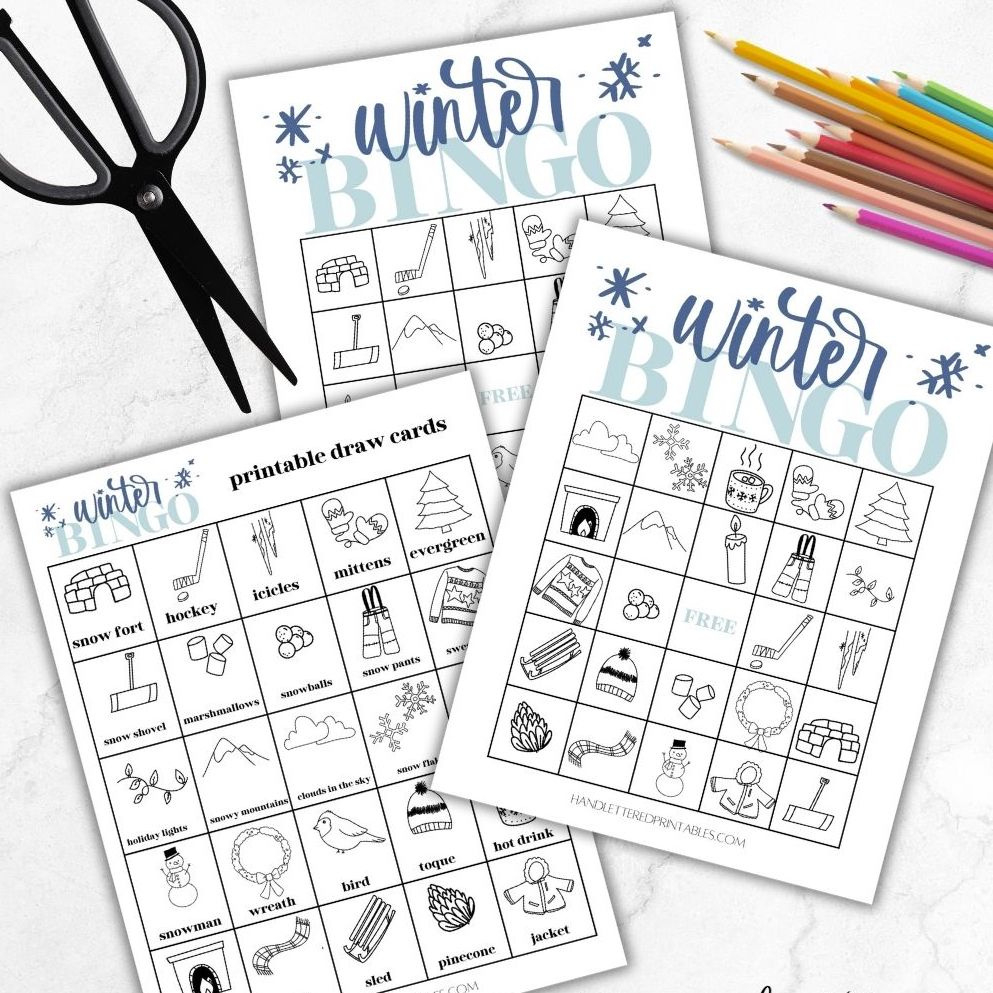 Free Printable Winter Bingo Game For Kids (10 Cards) - Hand with Printable Winter Themed Bingo Cards