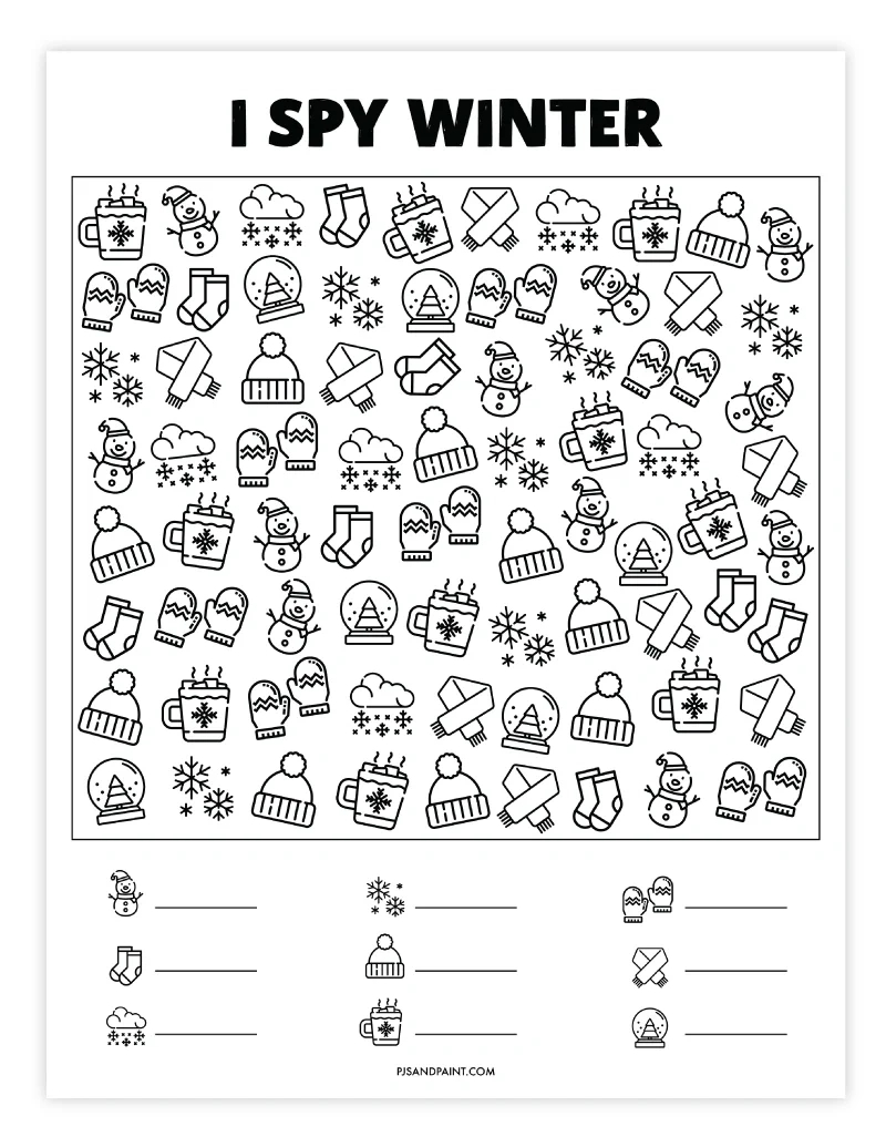 Free Printable Winter I Spy Game | Activity For Kids - Pjs And Paint intended for Free I Spy Winter Printables