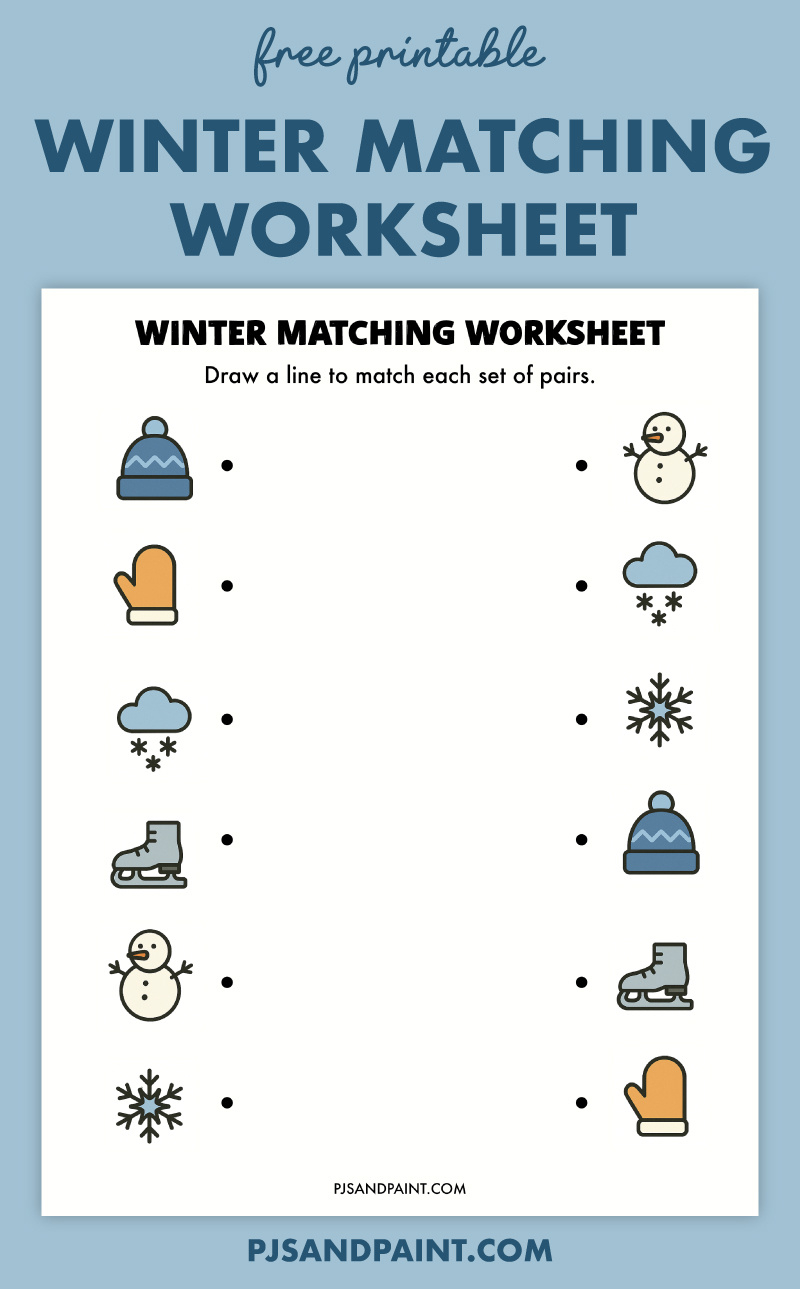 Free Printable Winter Matching Worksheet - Pjs And Paint with regard to Free Printable Winter Activities For Preschoolers