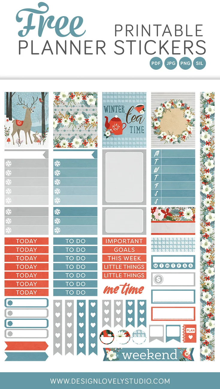 Free Printable Winter Planner Stickers — Design Lovely Studio regarding January Planner Stickers Printable