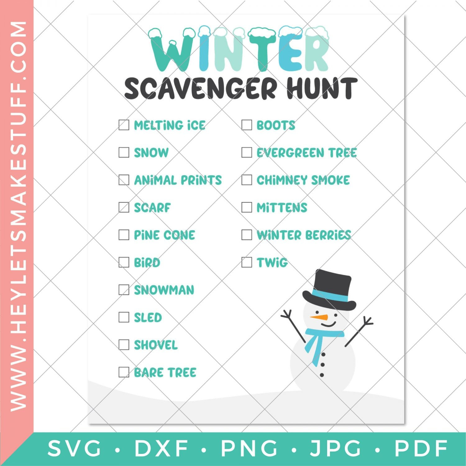 Free Printable Winter Scavenger Hunt - Hey, Let'S Make Stuff inside Printable Winter Scavenger Hunt