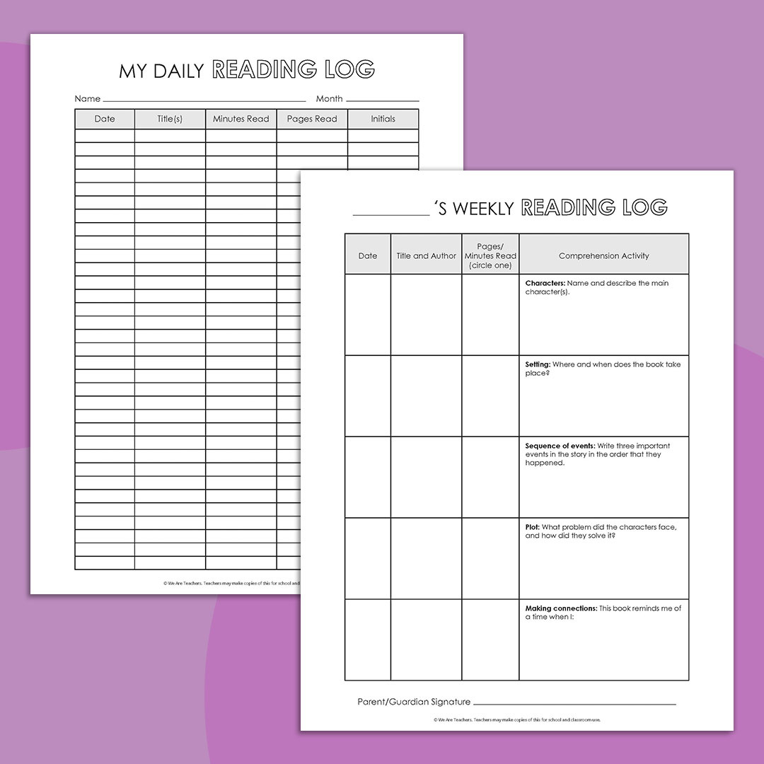Free Reading Log Printable Bundle To Track Student Achievement inside Reading Logs For Middle Schoolers Printables