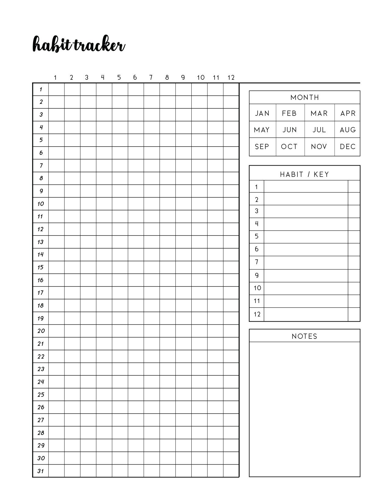 Free Simple Habit Tracker Printable - World Of Printables with regard to Vertical Habit Tracker Printable