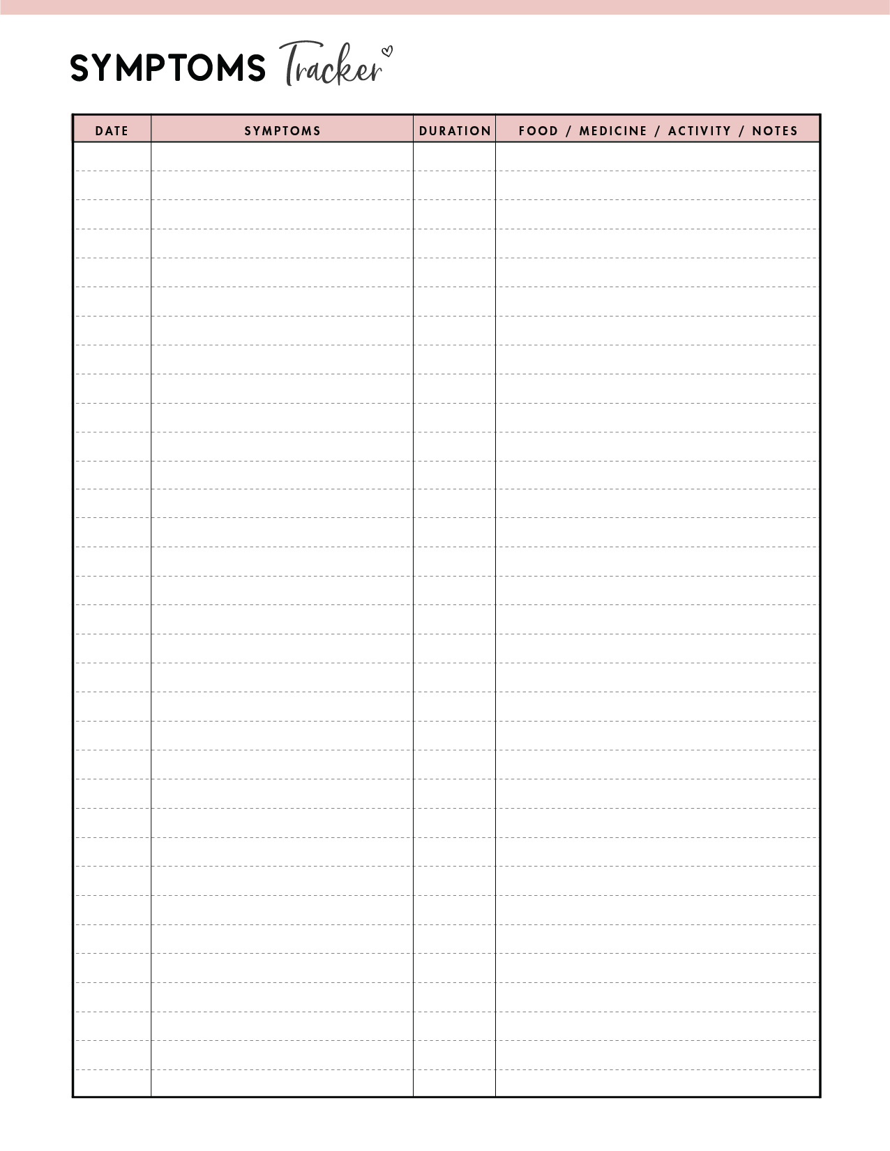 Free Symptom Tracker Printable Pdf - World Of Printables pertaining to Printable Ms Symptom Tracker