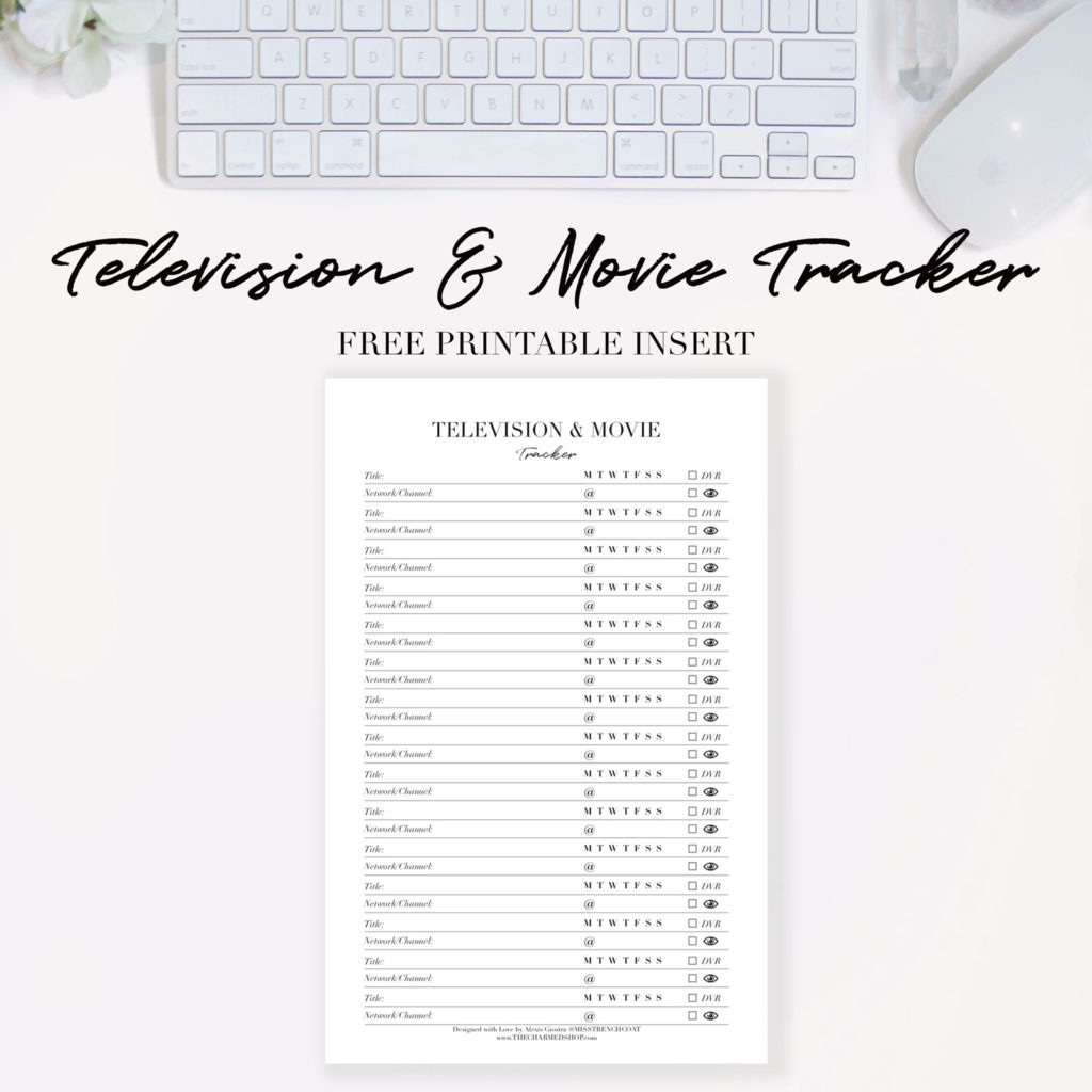 Free Television &amp;amp; Movie Tracker Printable Planner Insert - Strange inside Free Movie Tracker Printable