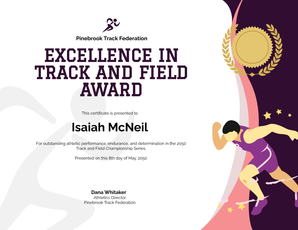 Free Track And Field Sports Certificate Template To Edit Online intended for Free Printable Track And Field Certificates