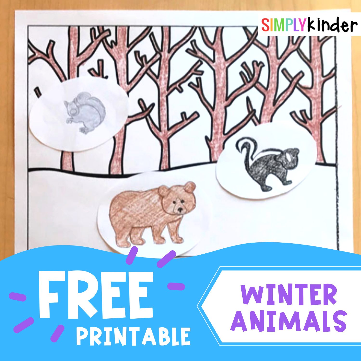 Free Winter Animals Printable Worksheets - Simply Kinder for Animals In Winter Free Printables