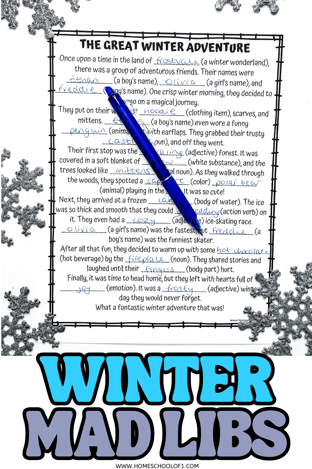 Free Winter Mad Libs Printable A Word Game For Kids intended for Winter Mad Libs Printable