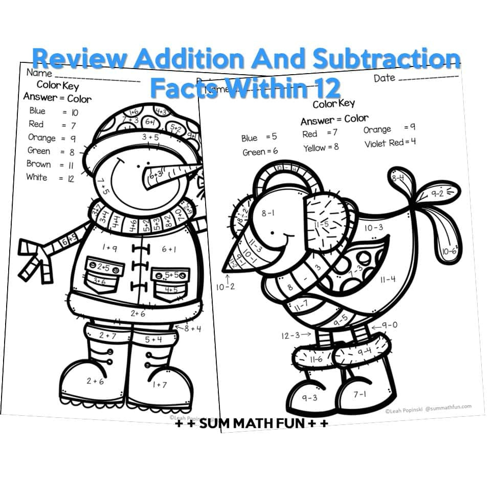 Free Winter Math Worksheets - Summathfun for Winter Math Sheets Printable