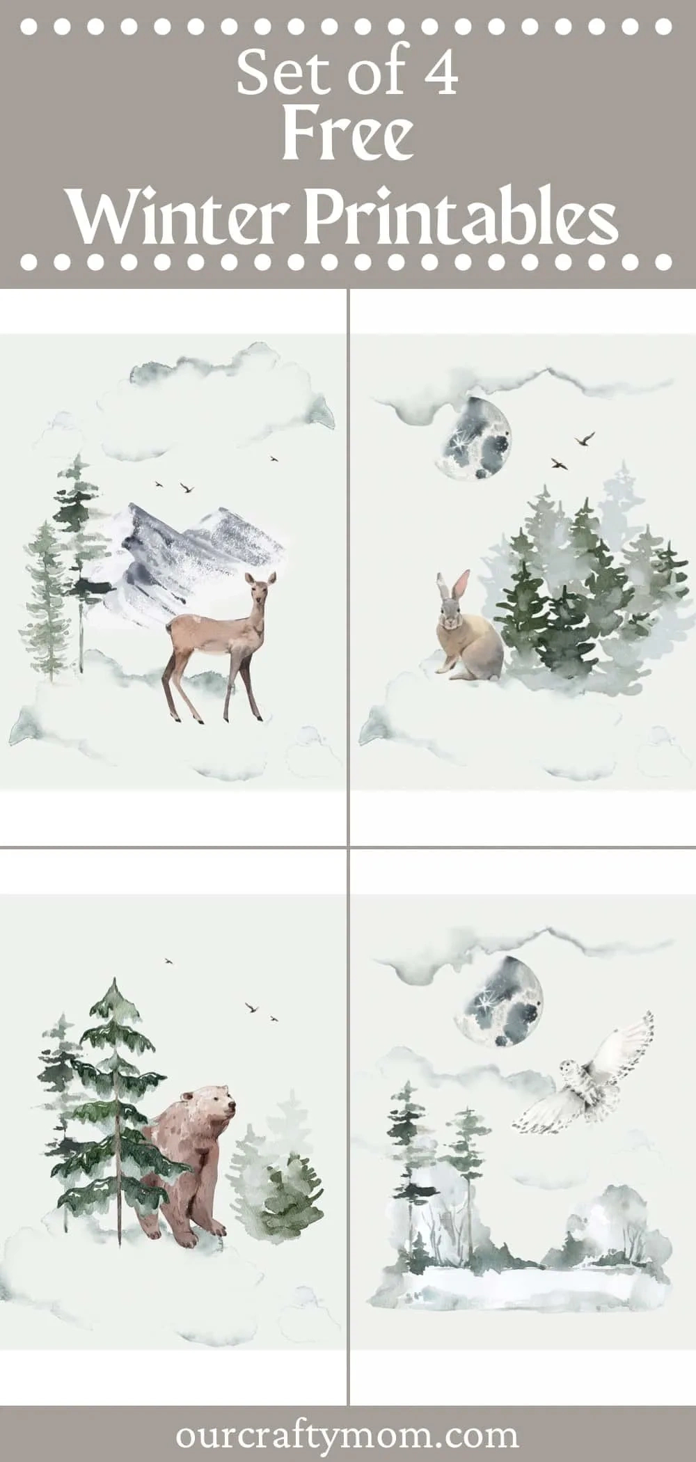 Free Winter Printables With A Watercolor Woodland Theme inside Animals In Winter Free Printables