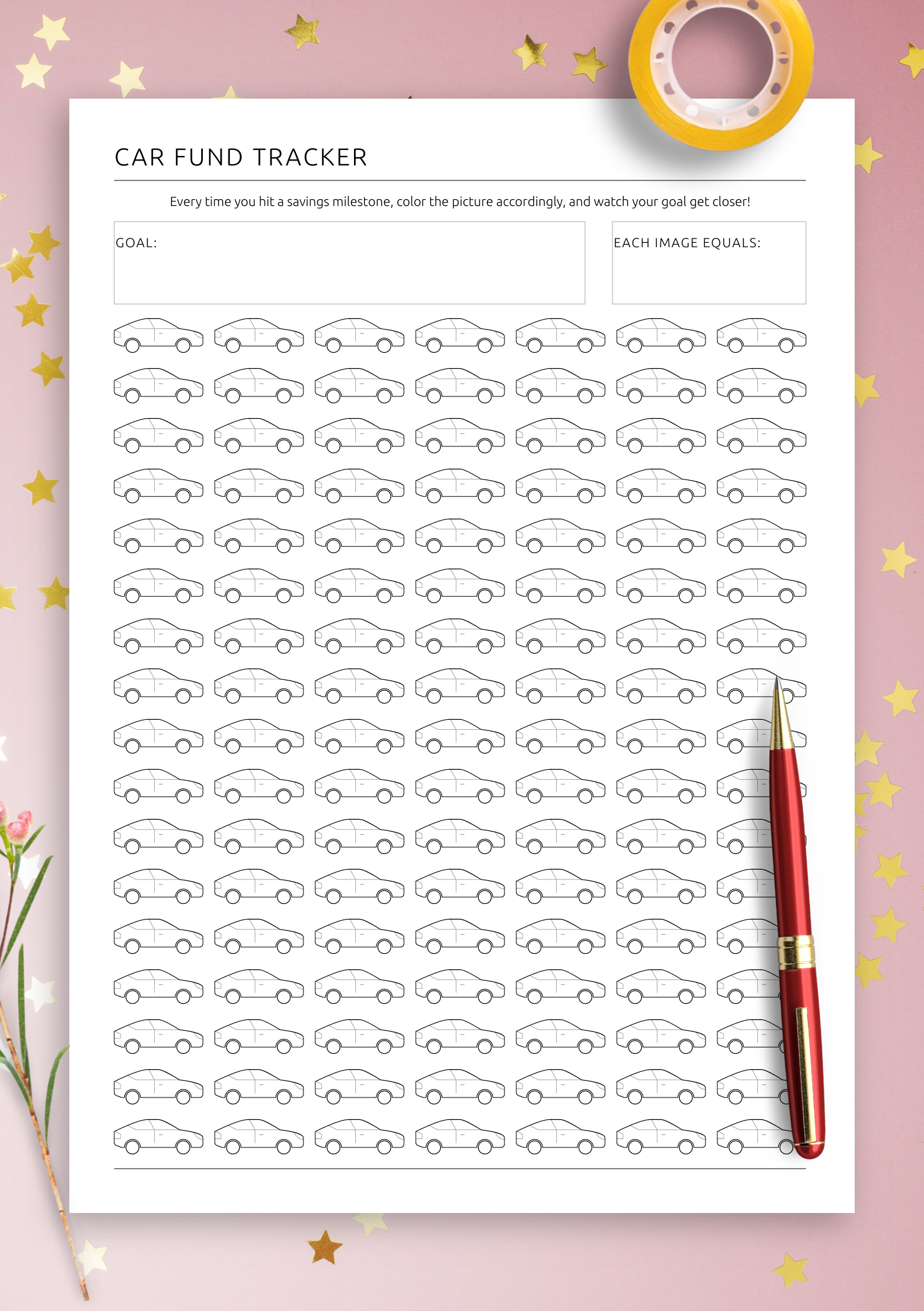 Get Car Fund Tracker Pdf: Printable Or Digital Template For intended for Car Savings Tracker Printable Free