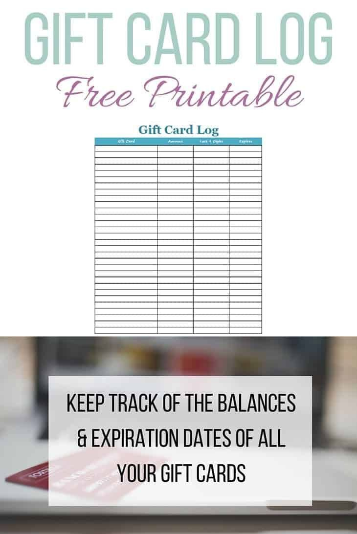 Gift Card Tracking Log (Free Printable!) within Printable Gift Certificate Tracking Log Template