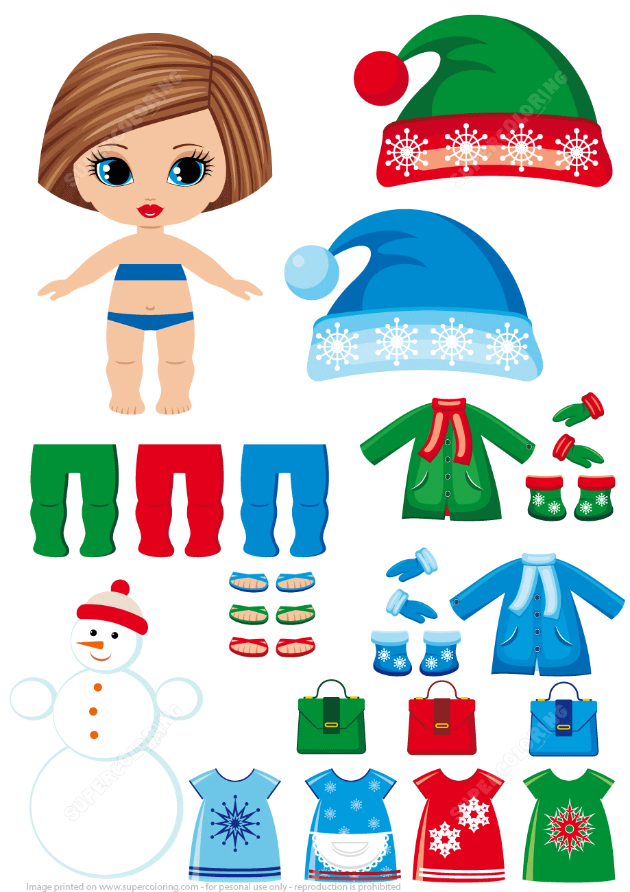 Girl Paper Doll With Winter Clothing Set | Free Printable Paper with regard to Winter Paper Doll Printable