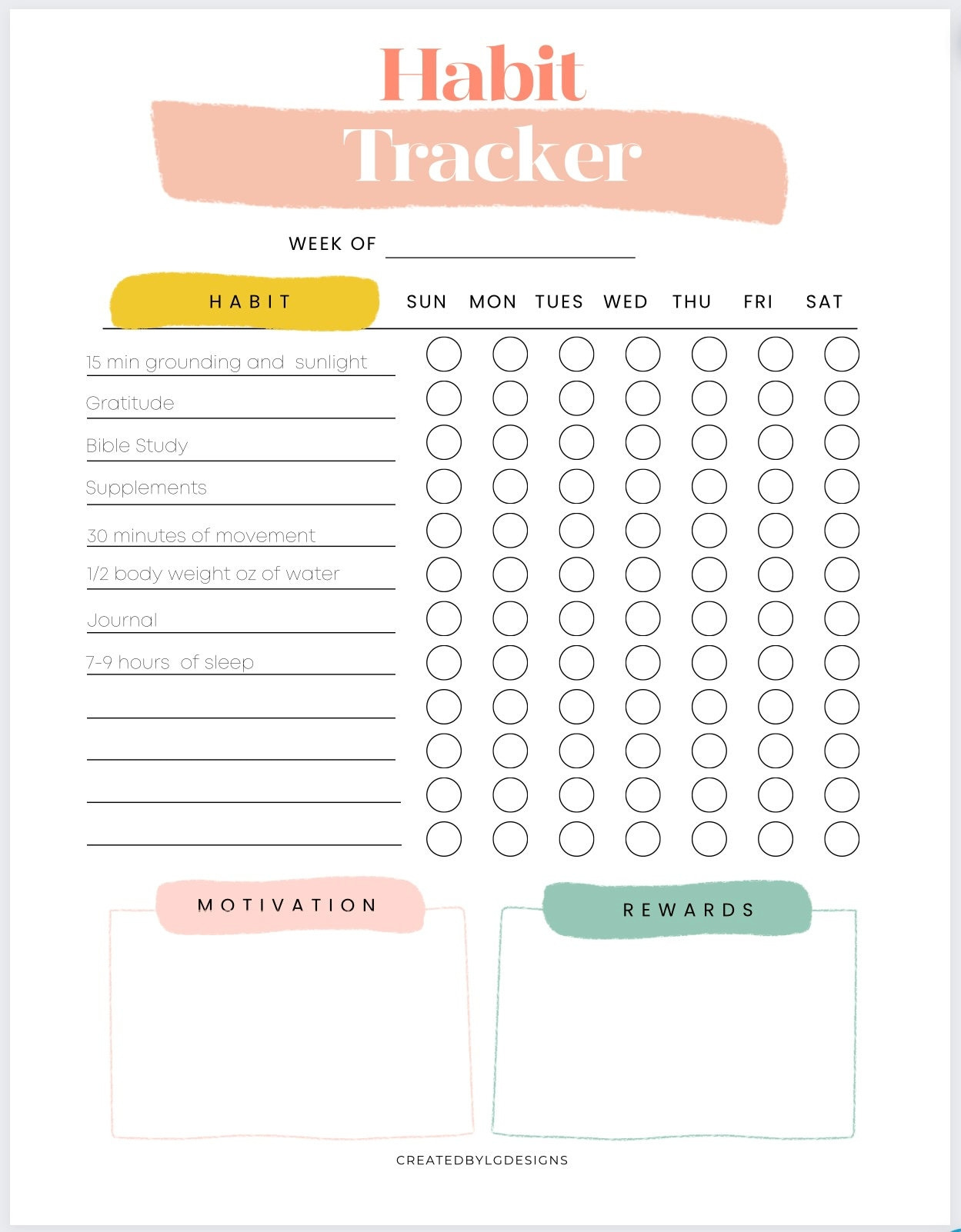 Habit Tracker | Printable Habit Tracker | Weekly Habit Tracker regarding Vertical Habit Tracker Printable