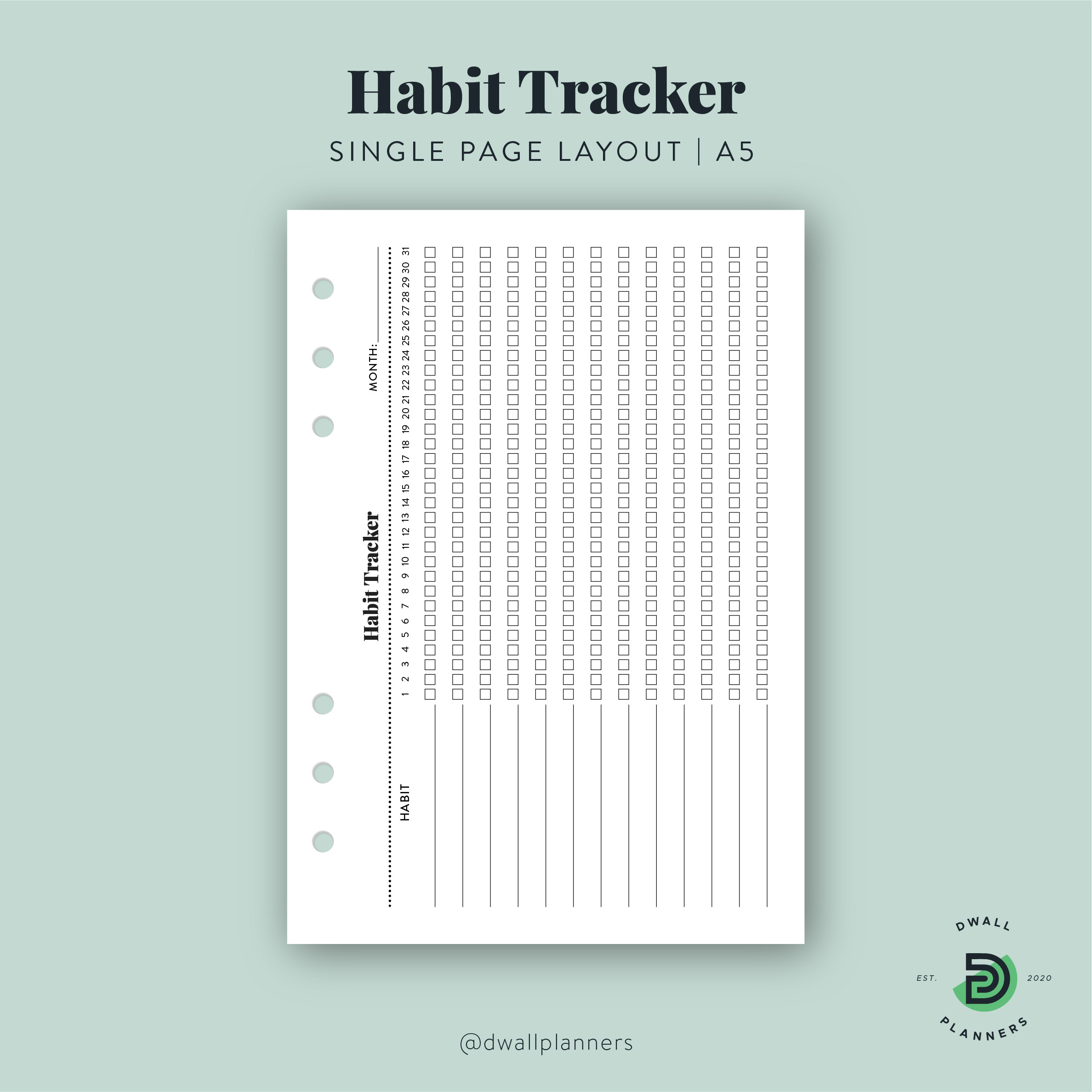 Habit Tracker Printable Insert | A5 intended for A5 Habit Tracker Printable