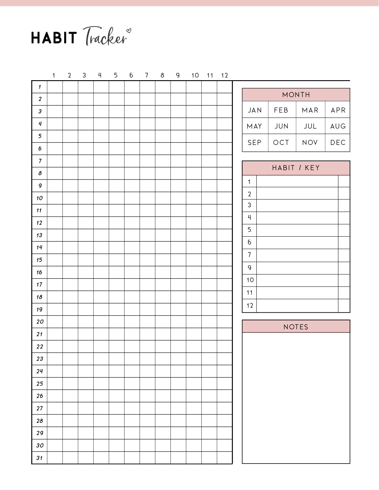 Habit Tracker Templates - World Of Printables intended for Habit Tracker Printable Free