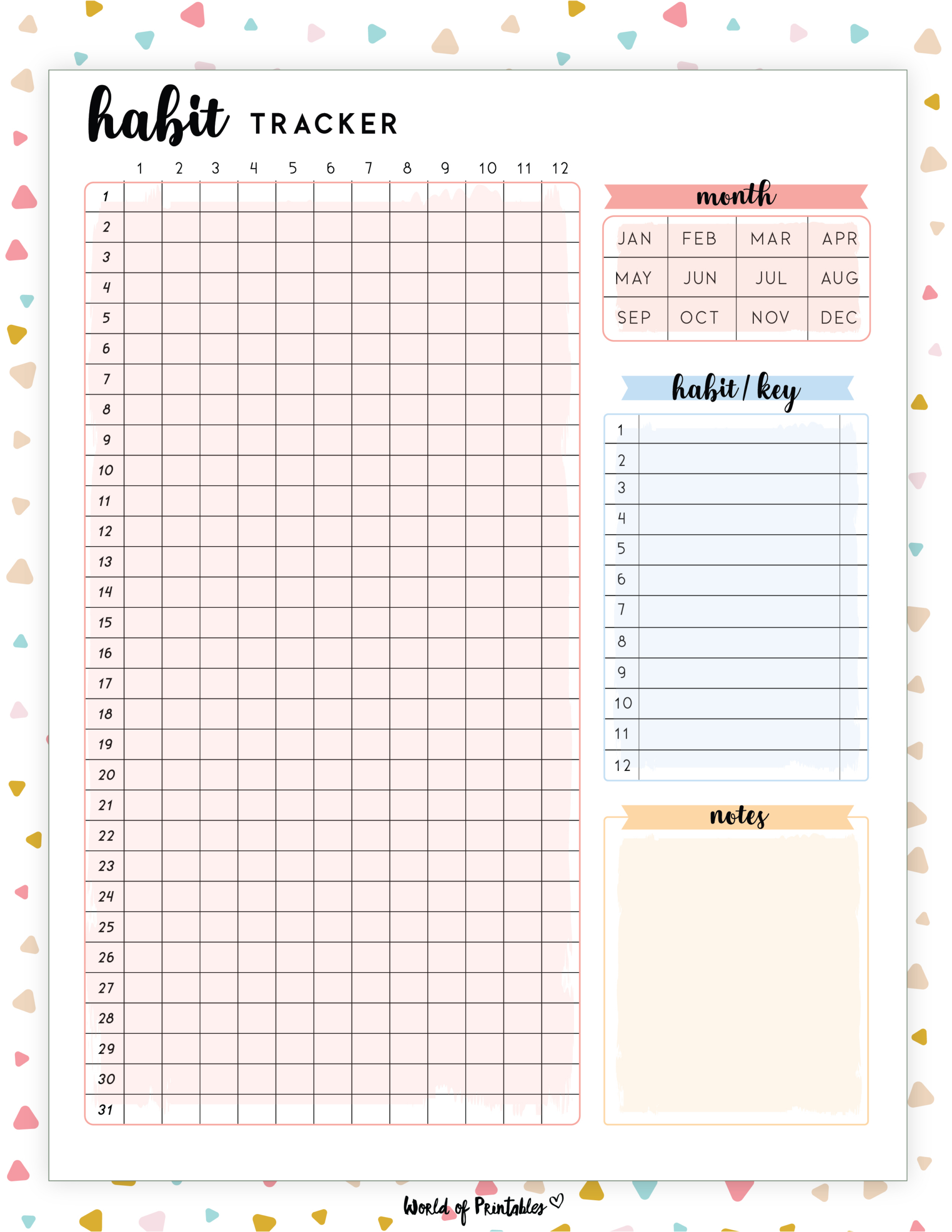 Habit Tracker Templates - World Of Printables pertaining to Pretty Habit Tracker Printable