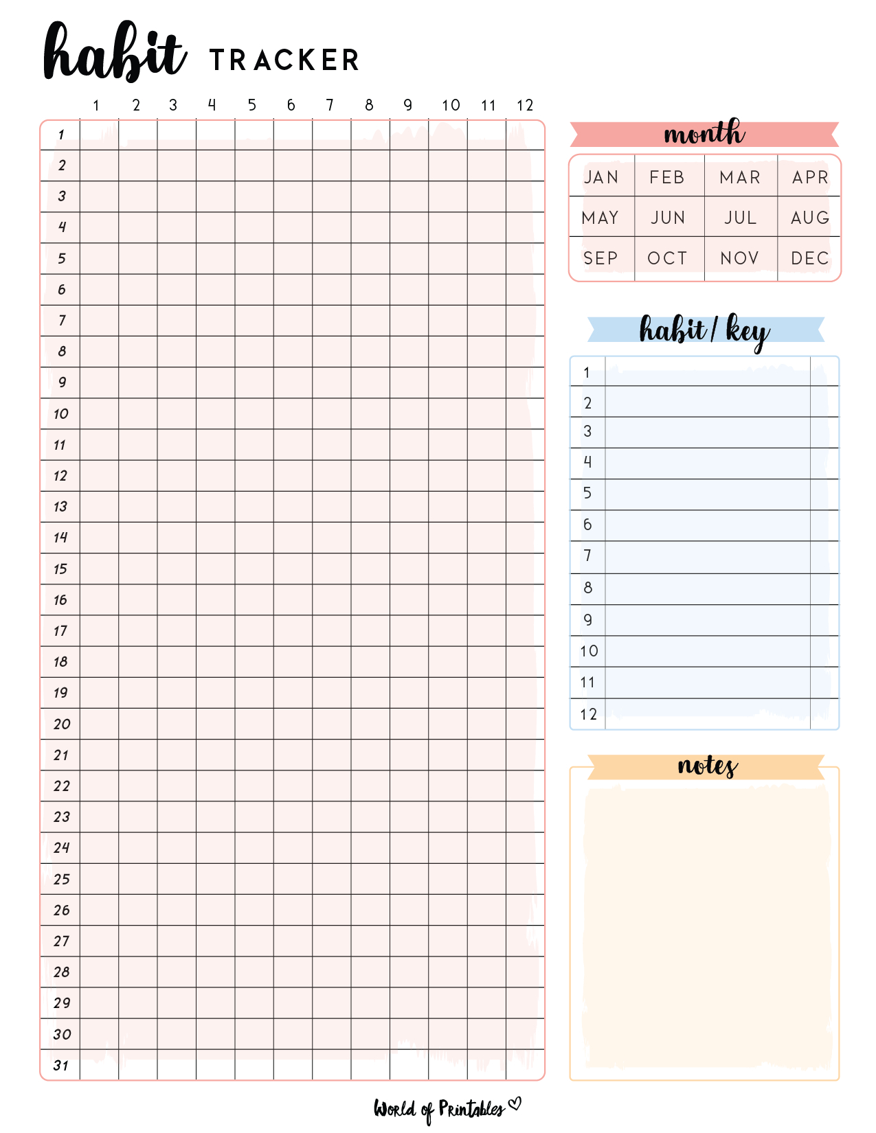 Habit Tracker Templates - World Of Printables with regard to Blank Habit Tracker Printable