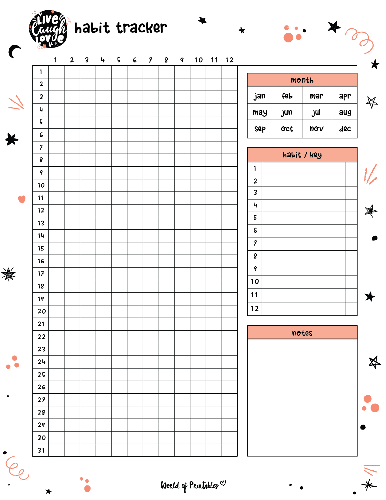 Habit Tracker Templates - World Of Printables with regard to Free Monthly Habit Tracker Printable