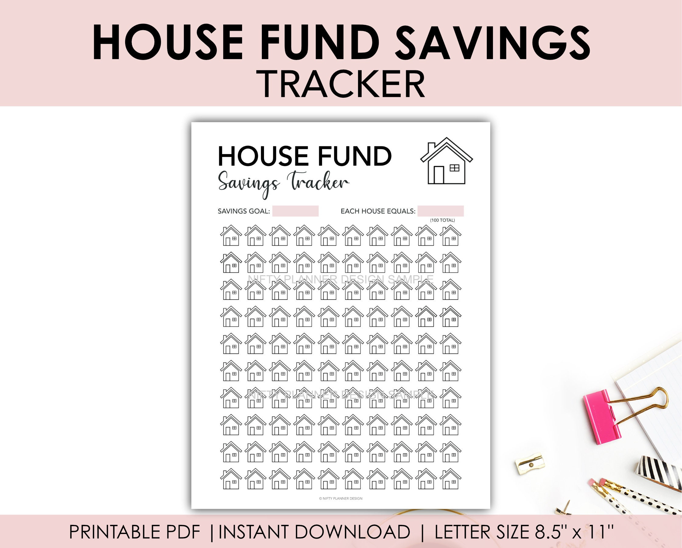 Hausfundus Ersparnis Tracker: Geldspar-Challenge (Pdf) - Etsy.de for Printable House Savings Tracker