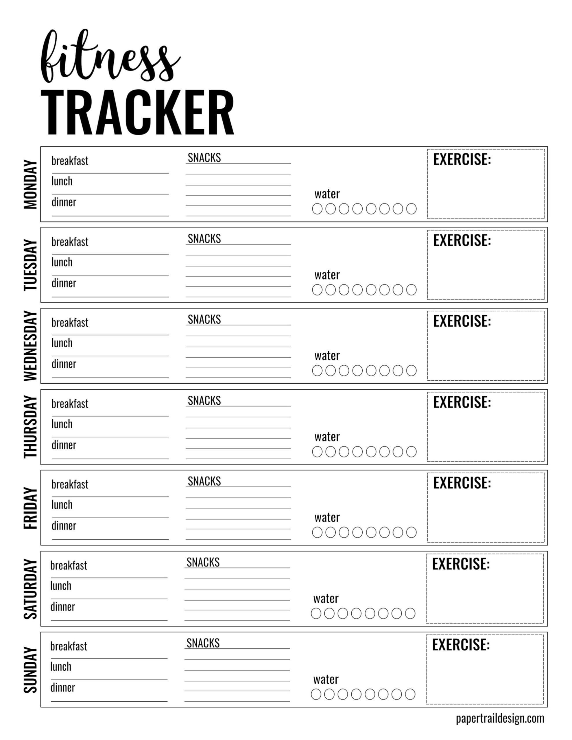 Health &amp;amp; Fitness Tracker Free Printable Planner Page - Paper Trail within Free Printable Fitness Tracker