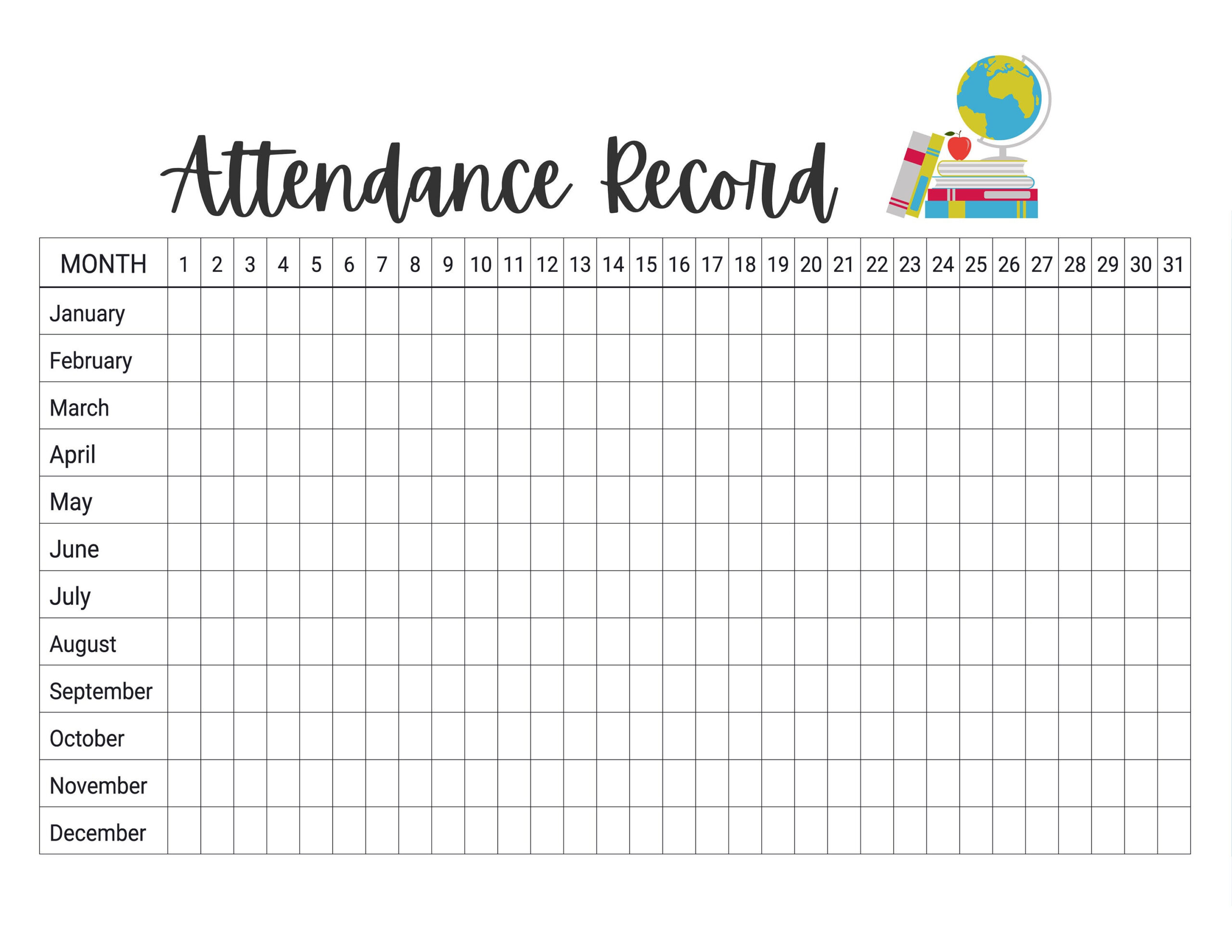 Homeschool Attendance Record Tracker Log Sheet Printable - Etsy for Free Printable Homeschool Attendance Tracker