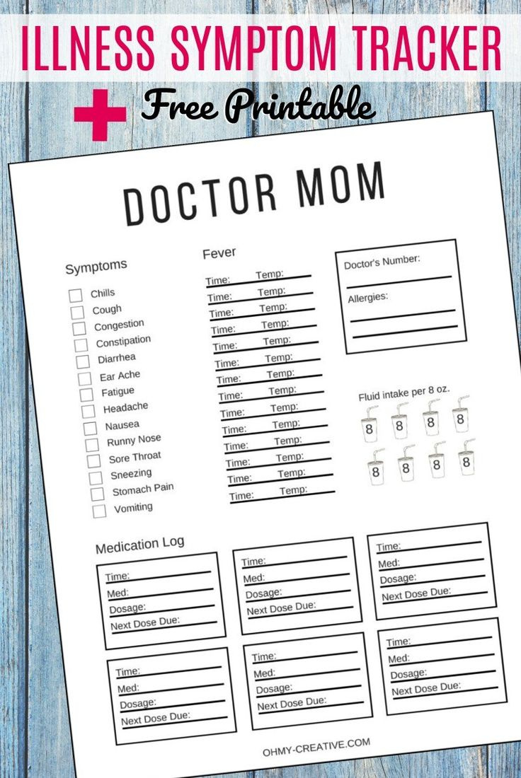 Illness Symptom Tracker Free Printable in Free Printable Symptom Tracker
