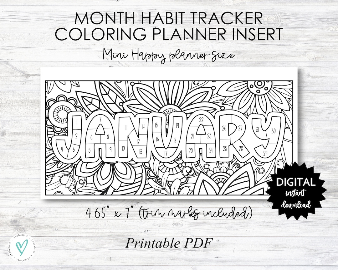 Januar Habit Tracker Malblatt Zum Ausdrucken – Happy Planner Mini with regard to Happy Planner Habit Tracker Printable