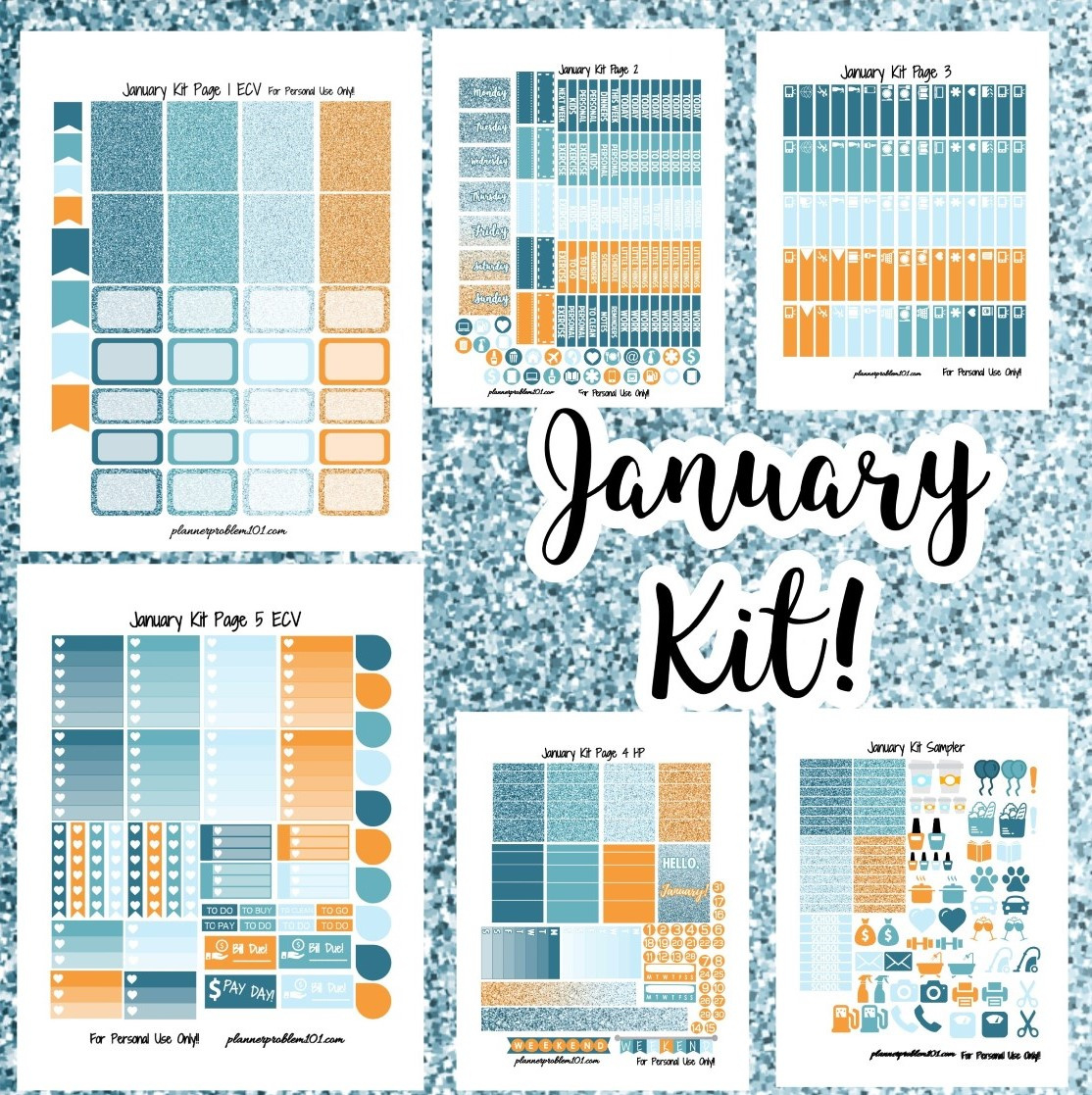 January Colors Weekly Kit! | Free Printable Planner Stickers inside January Planner Stickers Printable