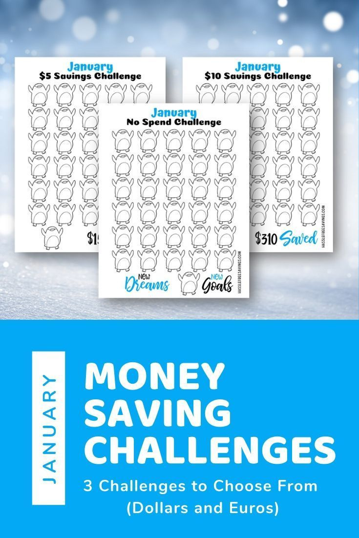 January Money Saving Challenges (Free Printables In 3 Variations) in January Savings Challenge Printable