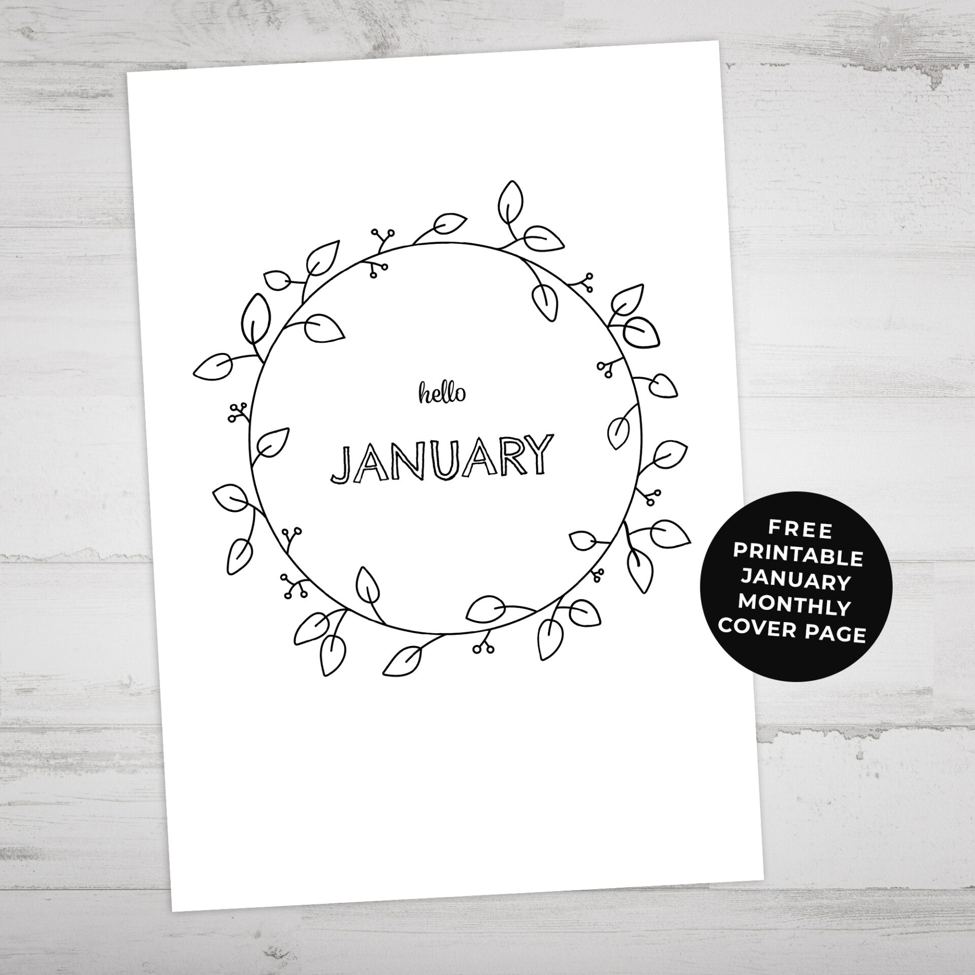 January Monthly Cover Printable - Space And Quiet Journaling for Free Printable January Clipart