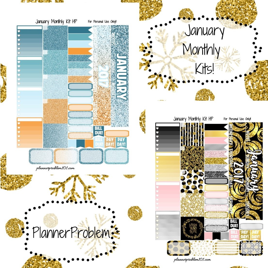 January Monthly Kits! | Free Printable Planner Stickers with January Planner Stickers Printable