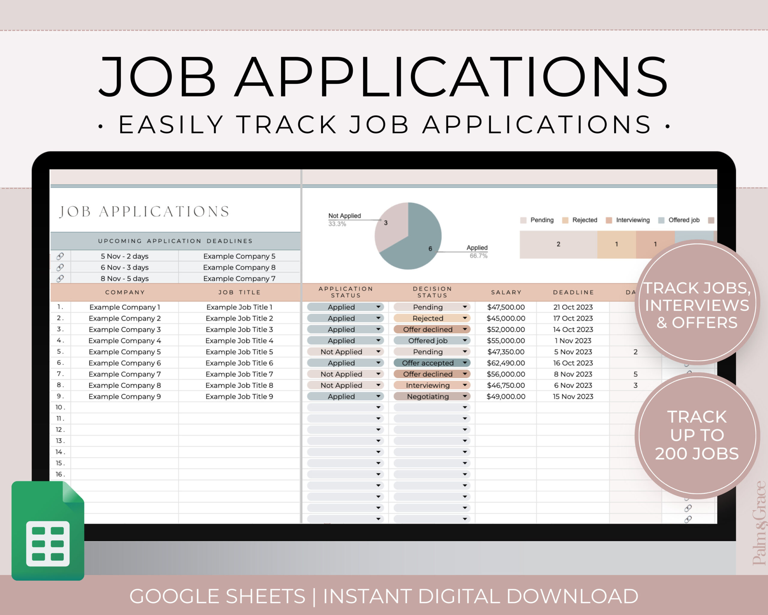 Job Application Tracker Spreadsheet, Google Sheets Job Tracker intended for Printable Job Application Tracker